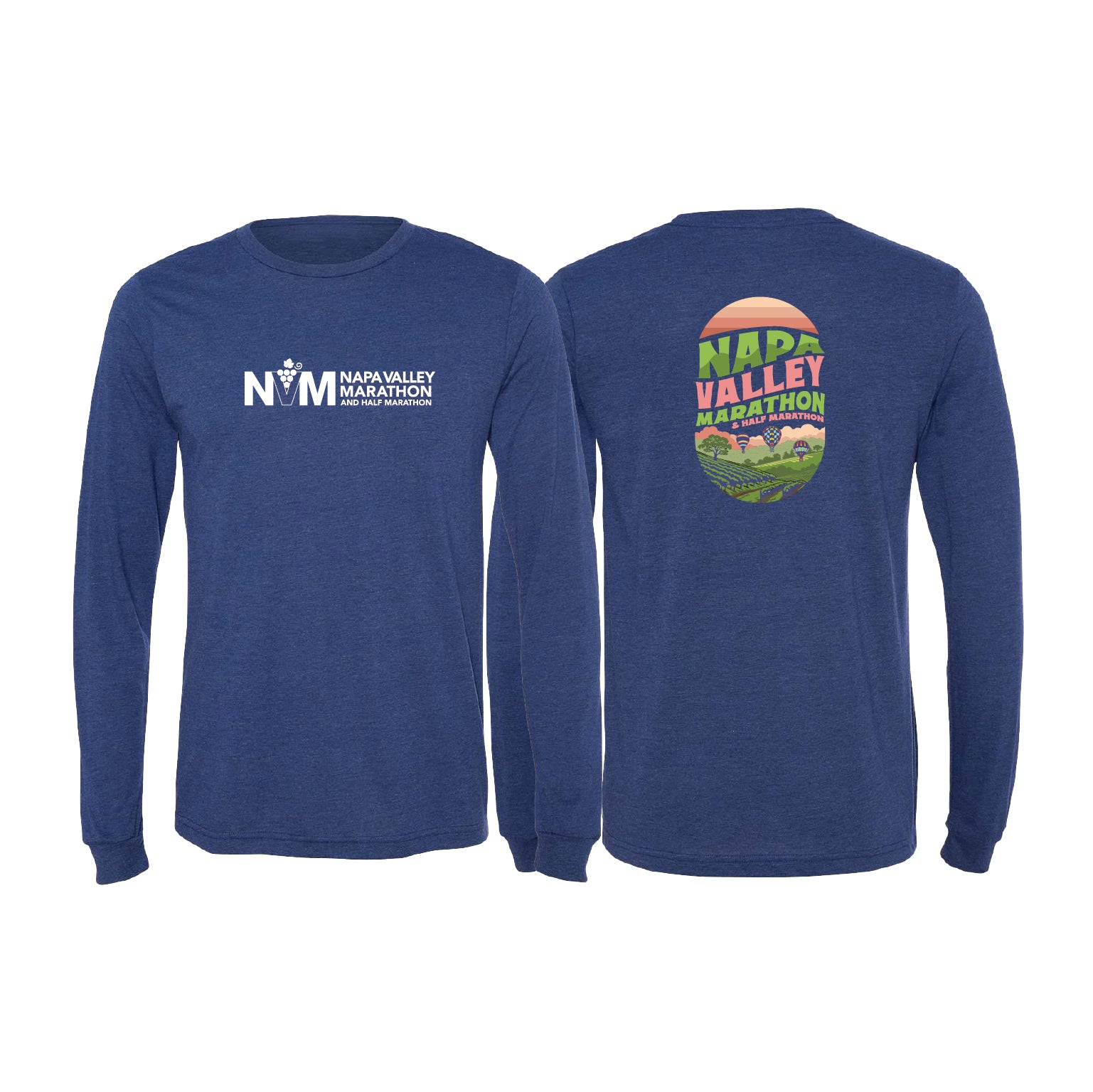 Unisex Long Sleeve - Navy - Oval – Napa Valley Marathon
